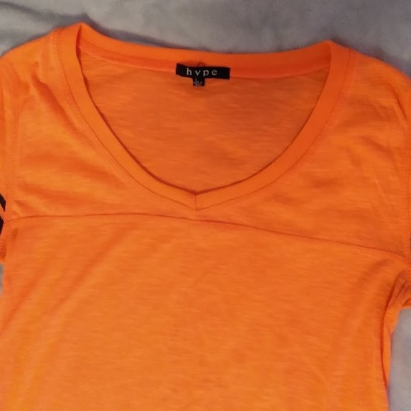 NEON RED V-neck T-Shirt - Picture 2 of 5